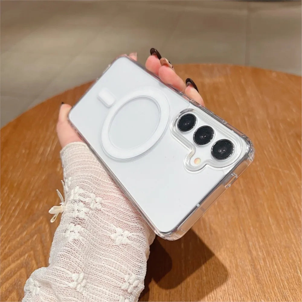Magnetic Wireless Charging Case for Samsung Galaxy A17 A37 A57 A16 A36 A56 A35 A55 S21 S23 S24 S25 FE S26 Plus Ultra Clear Cover