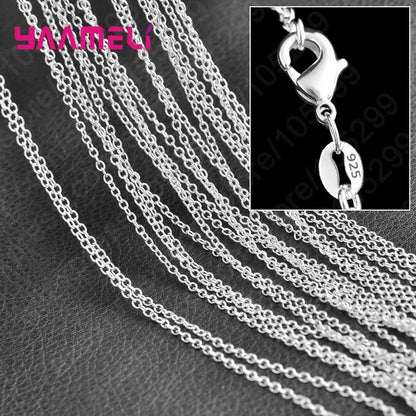 10PCS Wholesale Pure 925 Sterling Silver Charm Link Chain Necklace Jewelry with Strong Smooth Lobster Clasps 16-30 Inches