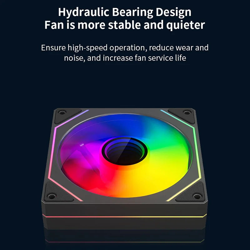 TEUCER LJ-4Pro Computer Case Fan ARGB Mirror Cycle 120mm 4Pin PWM PC Quiet Cooling Fan Low Noise Chassis Fan