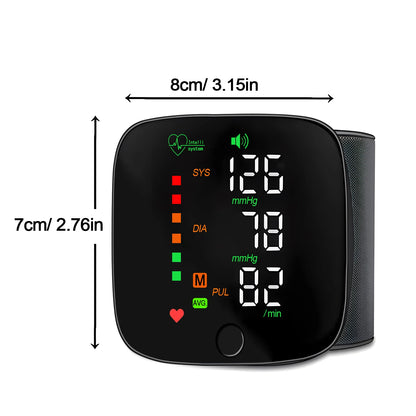 Rechargeable Wrist Blood Pressure Monitor-Digital Sphygmomanometer with English Voice Alert,Medical Tonometer Health Tracking