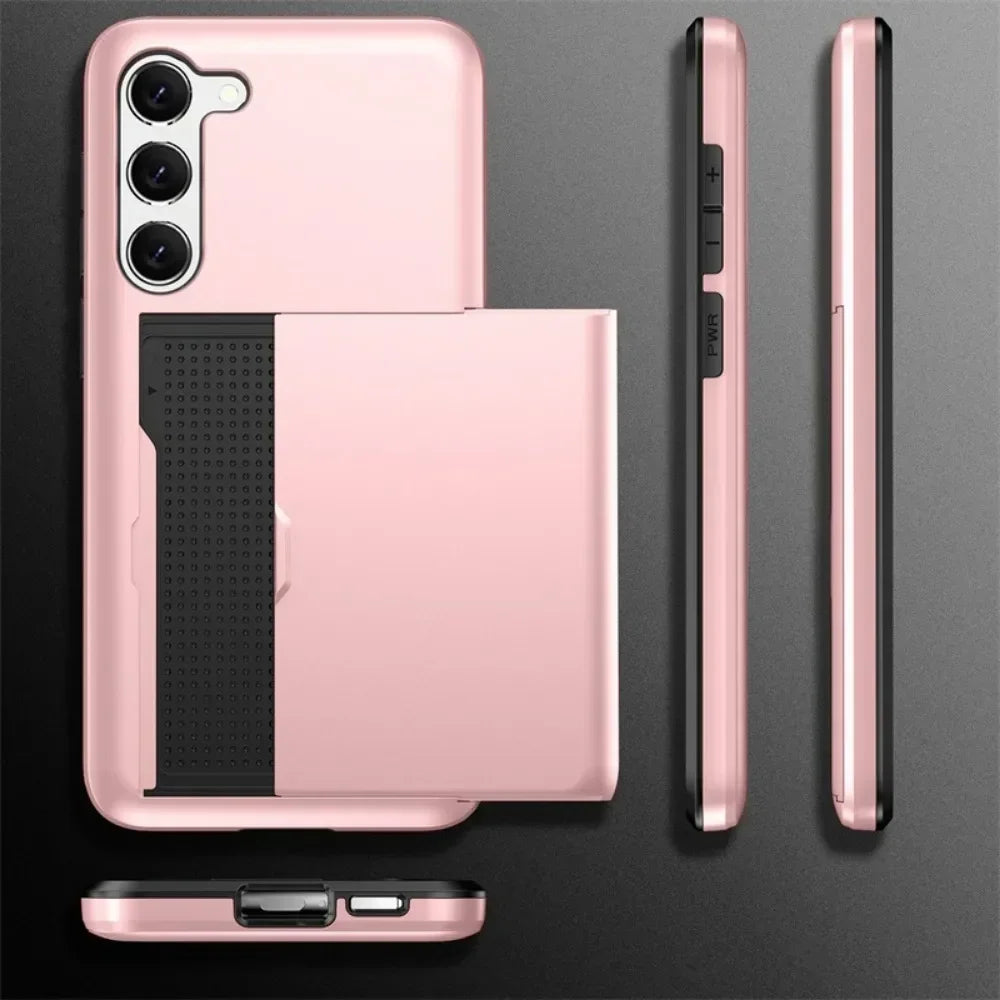 For Samsung Galaxy S26 S25 S24 Ultra S22 Plus S23 S21 S20 FE Note 20 A17 A55 Wallet Cover Card Holder Slot Shockproof Phone Case