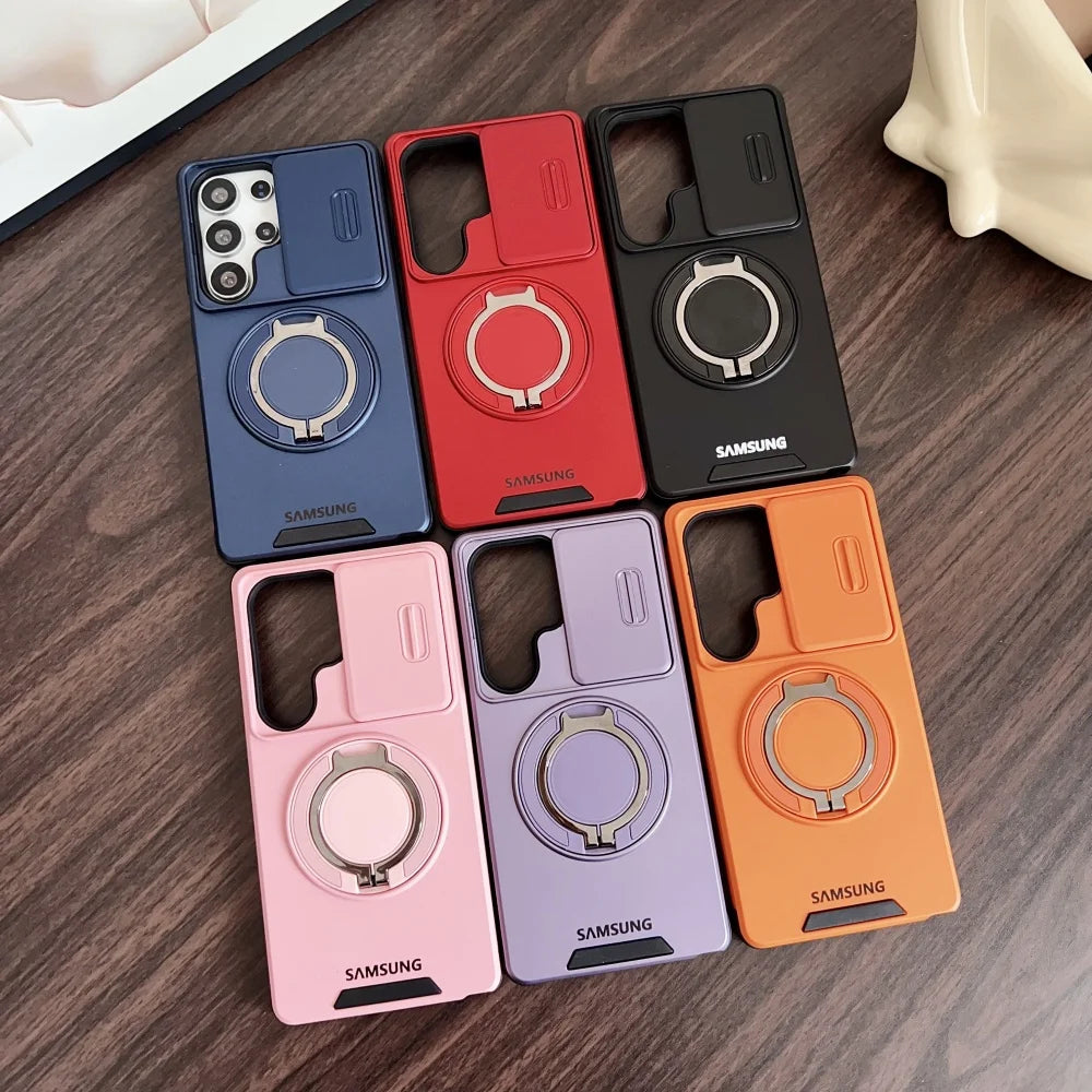 Military Armor Slide Camera Protection Magnetic Bracket Case Samsung S26 S25 FE S24 S23 S25 Ultra S22 Plus S21 A56 A36 A16 Cover
