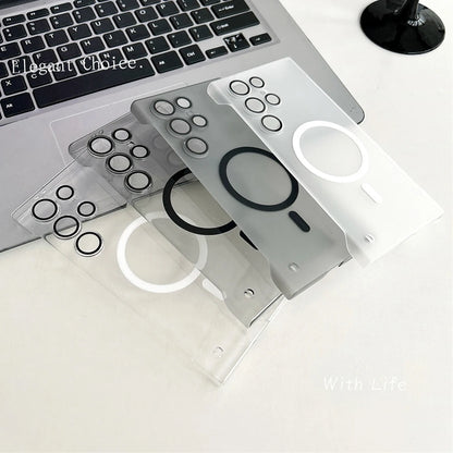 Ultra Slim For Magsafe Clear Frameless Phone Case For Samsung S26 S25 S24 Plus S22 S23 Ultra Magnetic Wireless Charging Cover