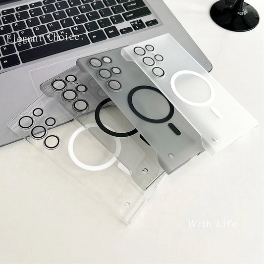 Ultra Slim For Magsafe Clear Frameless Phone Case For Samsung S26 S25 S24 Plus S22 S23 Ultra Magnetic Wireless Charging Cover