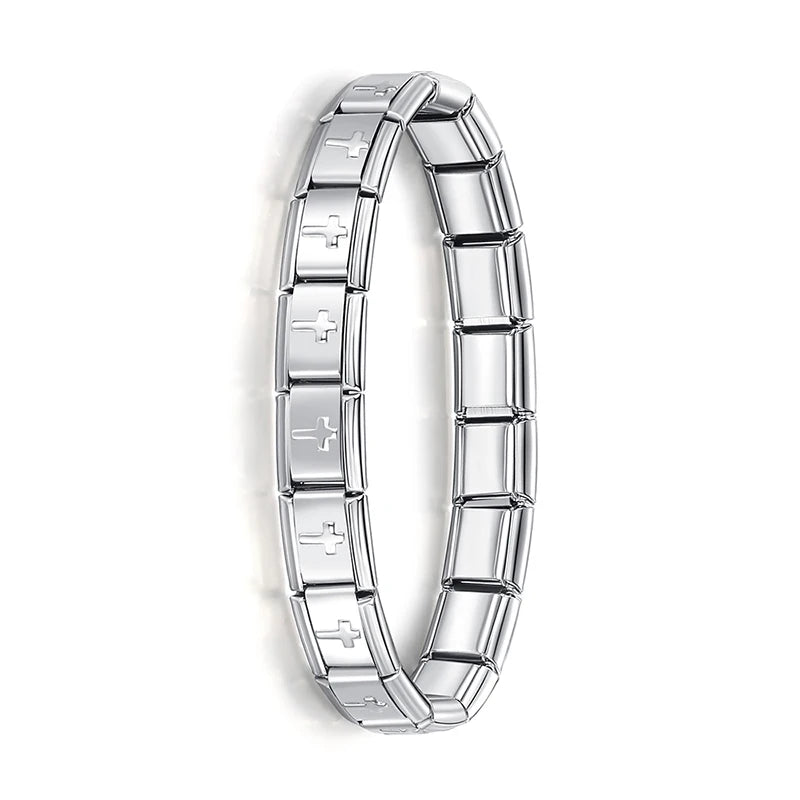 Hapiship Italian Elastic Charm Bracelet – 9mm Stainless Steel Fashion Bangle for Women & Men
