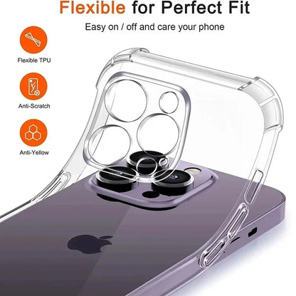 Luxury Shockproof Clear Silicone iPhone Case – Transparent Soft Cover for iPhone 7–17 Series