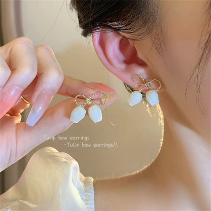 Korean Shiny Crystal & Pearl Stud Earrings – Handcrafted Rhinestone Flower & Heart Design for Women