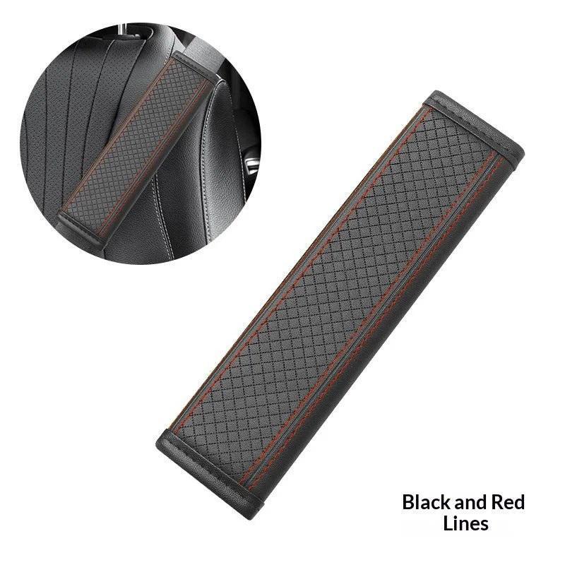 1PCS Car Seat Belt Protective Cover Anti-neck Strangling Skin-feel Leather Fine Hole Car Seat Belt Shoulder Guard Cover