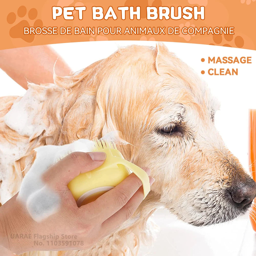 Silicone Dog Bathing Brush with Shampoo Dispenser