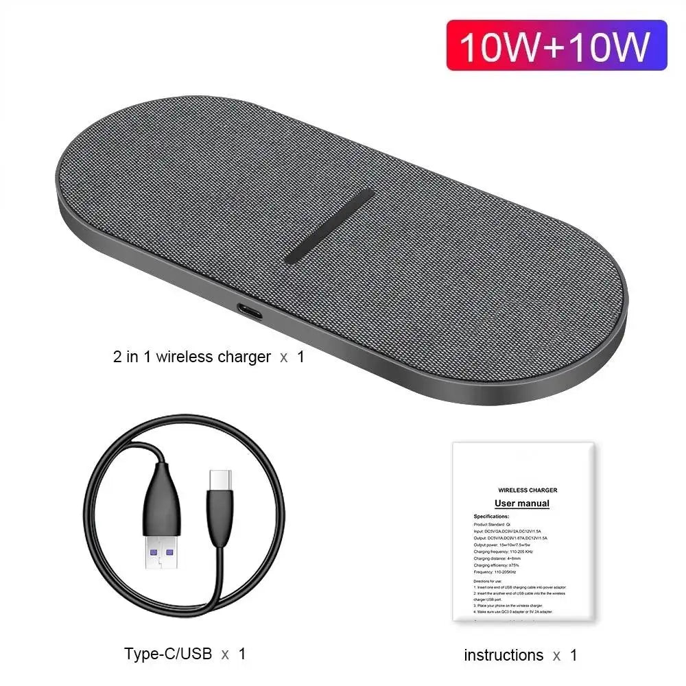 40W Wireless Charger for iPhone 15 14 13 12 11 Pro XS AirPods Pro Dual 20W 2 in 1 Fast Charging Dock Station For Samsung S23 S24
