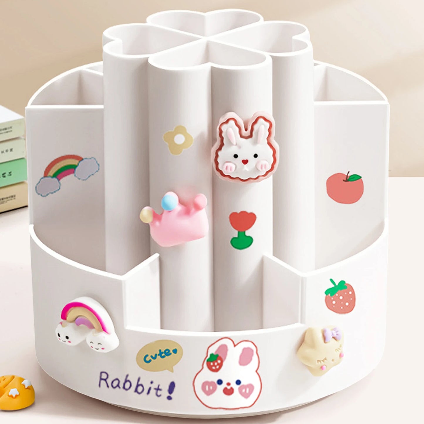 Rotating Pen Holder Desk Organizers Large Capacity Pen Storage Box Cosmetic Brush Organization Box Study Dormitory Accessories