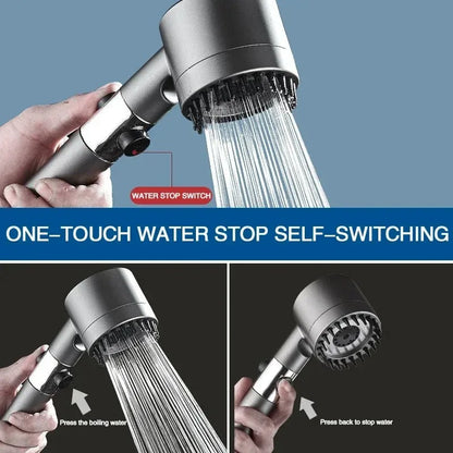 3-Mode Adjustable High Pressurized Filter Shower Head with Massage Brush Rain Faucet - Bathroom Shower Accessories