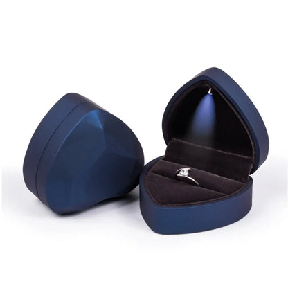 LED Jewelry Ring Box – Luxury Velvet Pendant & Necklace Display with Light for Proposal & Engagement