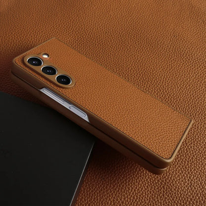 For Case Samsung Galaxy Z Fold 5 Fold4 Fold3 Fundas Luxury Litchi Genuine Leather Cases for Galaxy Fold5 Phone Cover Coque Shell