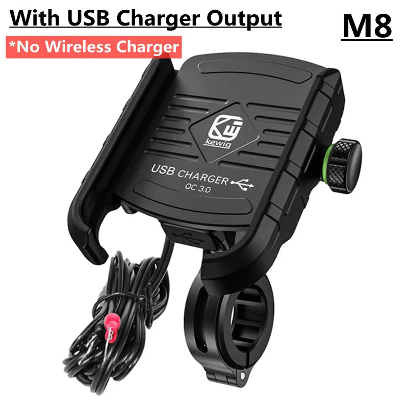 Motorcycle Phone Holder Quick USB Charger Fast Wireless Charging Moto Motorbike Mirror Stand Cellphone Handlebar Mount Support