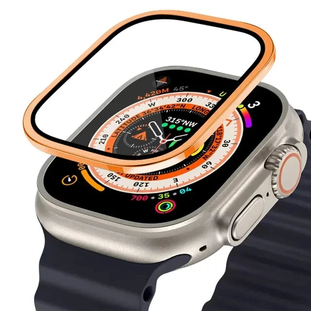 Aluminium Alloy Case+Tempered Glass for Apple Watch Ultra 3 49mm Anti-Scratch Screen Protector iWatch Ultra 2 3 49mm Cover Film