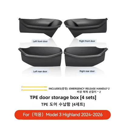 YZ For Tesla Model Y Juniper Model 3 Highland Door Side Storage Box Full-Cover Front and Rear Interior Storage Box Accessories