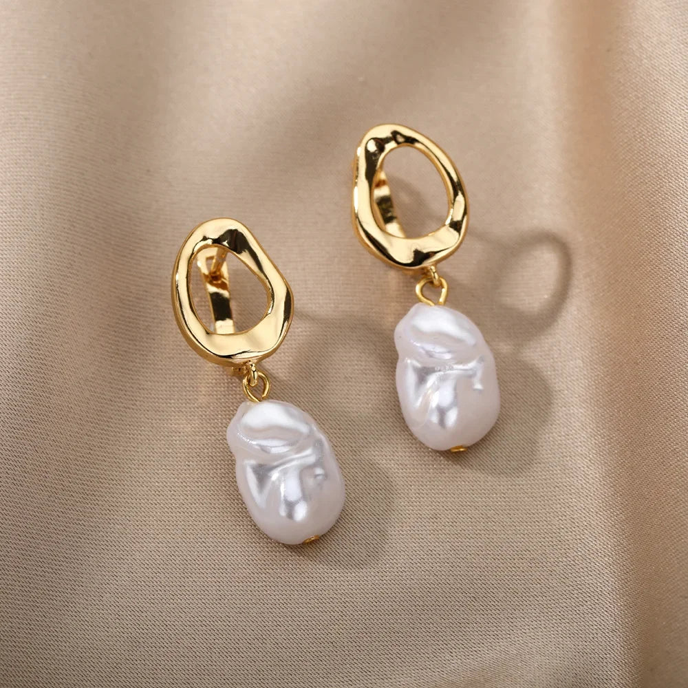 Heart Stainless Steel Earrings for Women – Gold Color Hoop Earring with Zircon, Waterproof & Trendy