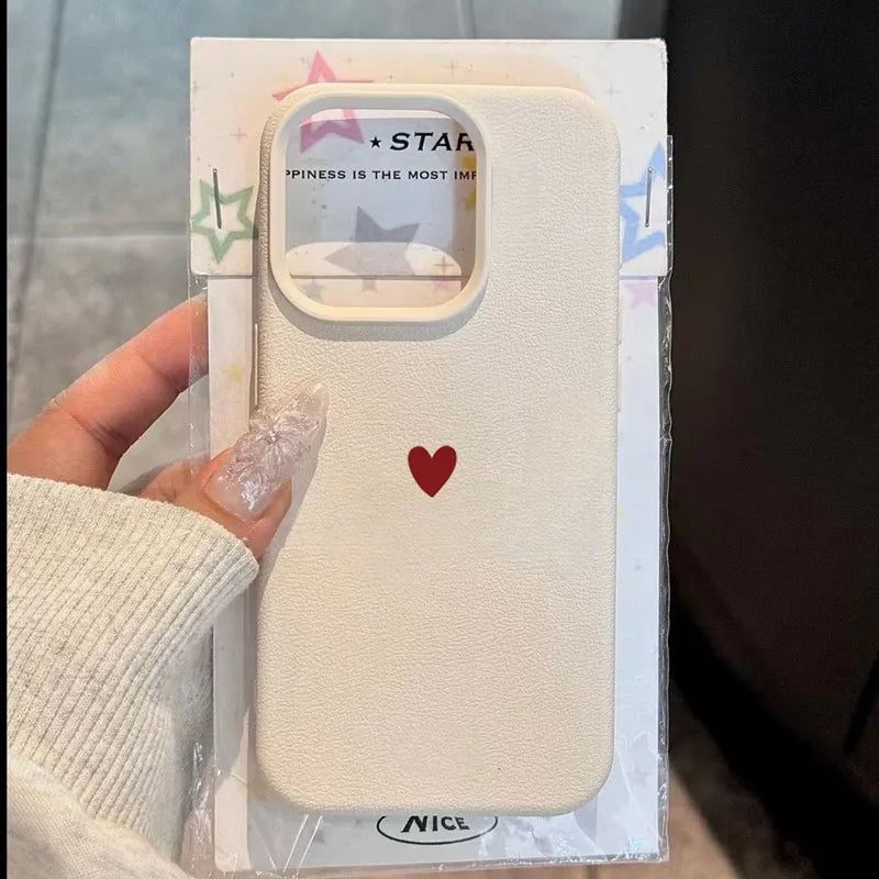 Simple Red Love Heart Soft TPU Phone Case For iPhone 17 Air 16 14 13 12 11 Pro Max 7 8 Plus Cover For iPhone 16E 15 Pro Cases