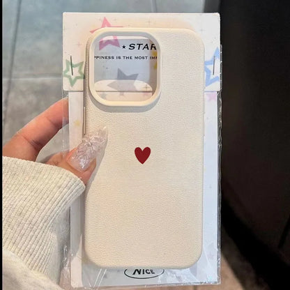 Simple Red Love Heart Soft TPU Phone Case For iPhone 17 Air 16 14 13 12 11 Pro Max 7 8 Plus Cover For iPhone 16E 15 Pro Cases