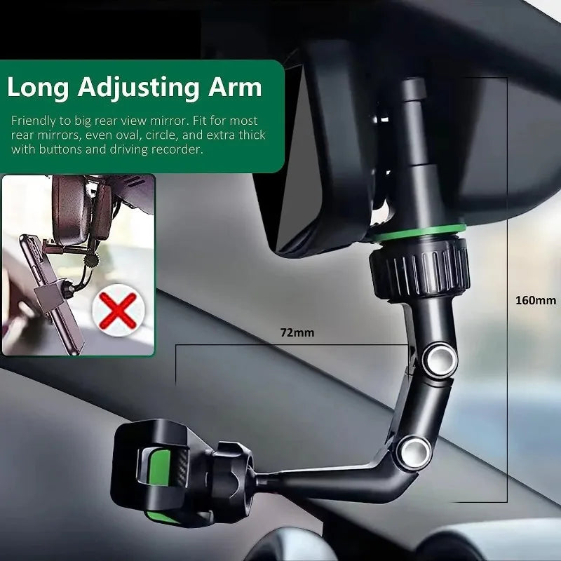 360° Rotatable Rearview Mirror Phone Holder for All Cars