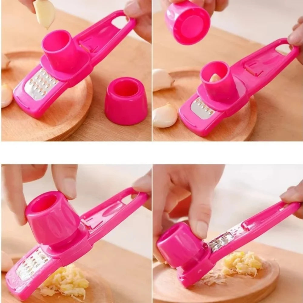 Mini Garlic Grinder Portable Garlic Peeling Machine Garlic Crusher Multi-Functional Manual Ginger Grinding Grater Kitchen Tools
