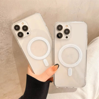Original Clear For Magsafe Magnetic Wireless Charging Animation Case For iPhone 16 15 14 13 12 11 Plus Mini Pro Max XS XR Cover