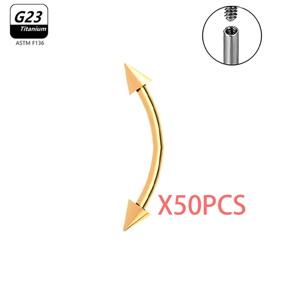 G23 Titanium Eyebrow Piercing Jewelry with Zircon – 1/5/50pcs Wholesale