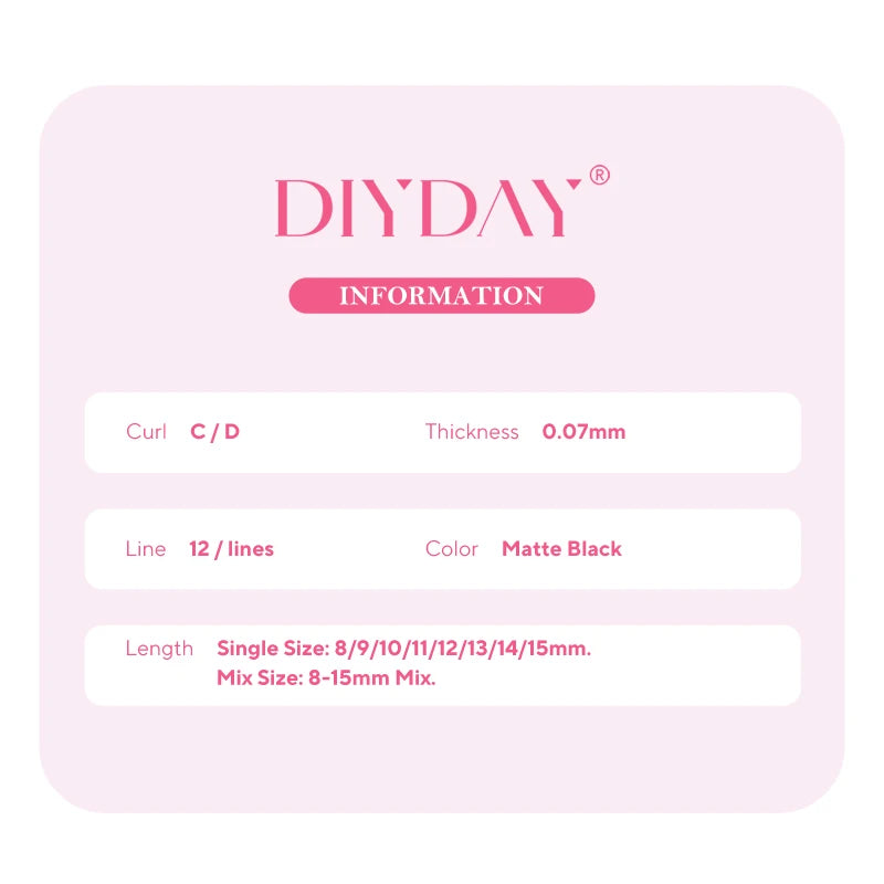 DIYDAY U-shaped YY Eyelash Extension Premium PBT Double Layer U-Shaped YY Lashes Ultra Soft Featherlight False Mink UY Eyelashes