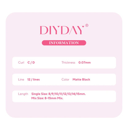 DIYDAY U-shaped YY Eyelash Extension Premium PBT Double Layer U-Shaped YY Lashes Ultra Soft Featherlight False Mink UY Eyelashes