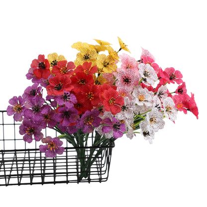 Outdoor Artificial Violet Spring Grass Flowers Faux Plastic Plants UV Protected for Home Garden Decoration