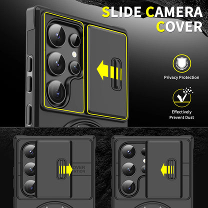 Slide Lens Protect Armor Case For Samsung Galaxy S25 Ultra S25+ S 25 Magnetic Holder Cover For Galaxy S25 Plus S25ultra Funda