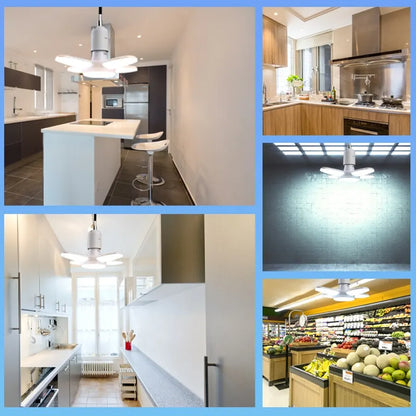 E27 Foldable Fan Shape LED Bulb Lamp 220V 110V 40 LEDs Light Bulbs For Home Ceiling Lamp Warehouse Garage White Light 6500