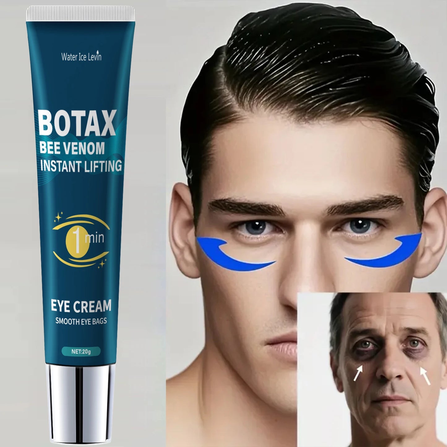 Eye Tightening Gel, Reduces Fine Lines, Contains Caffeine, Retinol, and Hyaluronic Acid, Moisturizes and Tightens the Skin, Alcohol-Free
