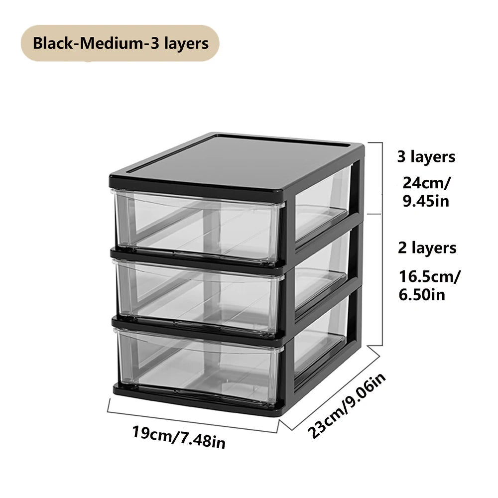 Clear Desktop Storage Box with Drawer Heightened Table Organizer Plastic Office storage cabinet  for Stationery cosmetics