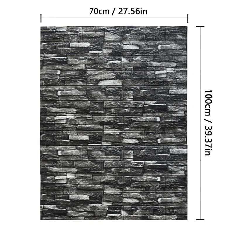 70cm*1m  3D Brick Pattern Wall Panels Wallpaper DIY Waterproof for Living Room Bedroom Kitchen Background Wall Decoration