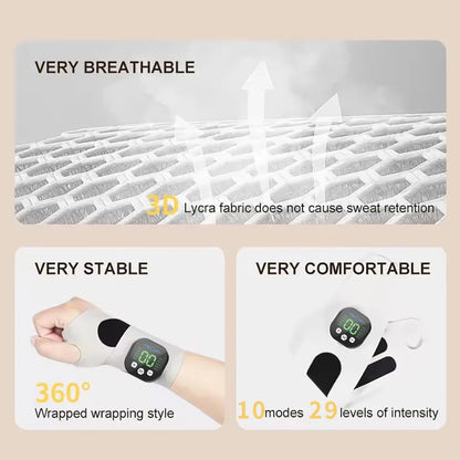 EMS Electric Cordless Hand Wrist Massager 10 Mode Vibration Massage Relieve Hand Muscle Fatigue USB Rechargeable Wrist Brace Wra