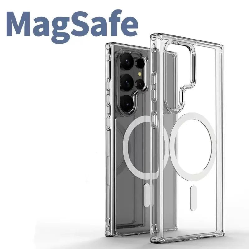 Transparent Shockproof Phone Case For Samsung Galaxy S26 S25 S24 S23 S22 S21 S20 Ultra Plus FE Magnetic Armor Cover