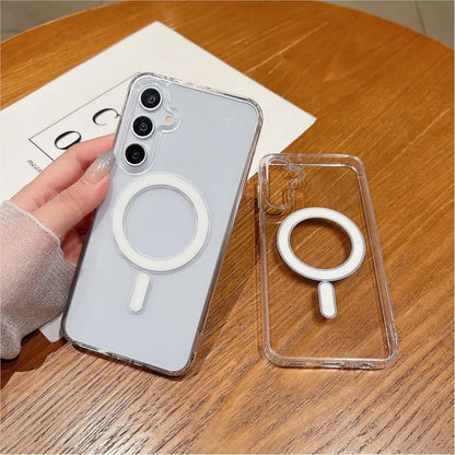 Magnetic Wireless Charging Case for Samsung Galaxy A17 A37 A57 A16 A36 A56 A35 A55 S21 S23 S24 S25 FE S26 Plus Ultra Clear Cover