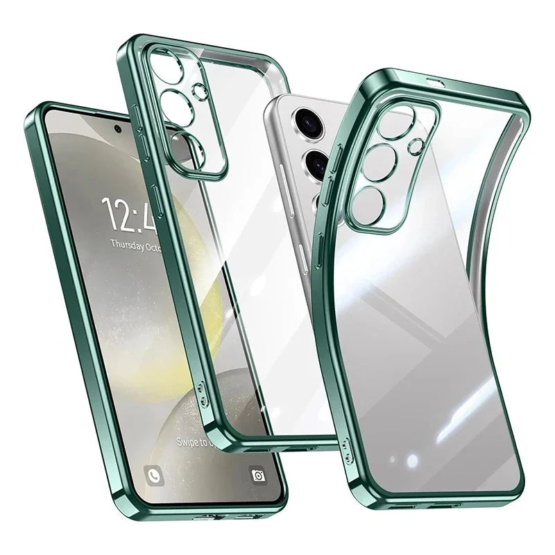 Plating Silicone Soft Case For Samsung Galaxy S26 Ultra S25FE S24 S23 FE Plus A57 A37 A56 A36 A16 A17 Transparent Clear Cover