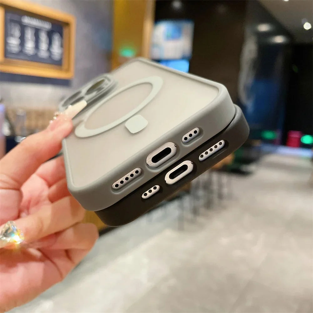 Matte Translucent Lens Protection MagSafe iPhone Case – Full Coverage for iPhone 11–16 Series