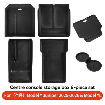 For Tesla Model 3/Y/YL Highland Juniper 2026 Center Armrest Hidden Storage Box Cup Holder Console Organizer Box Accessories