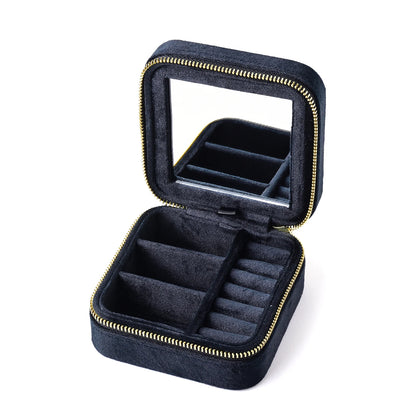 TAIMY Vintage Velvet Jewelry Box – Travel Organizer with Mirror (Retro Green)