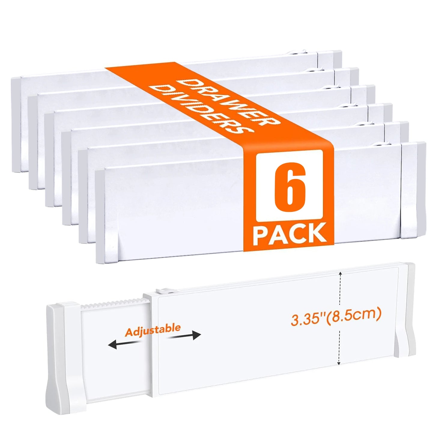1/2/4/6/8 Pack Drawer Dividers for Clothes, 11.6''-19.6'' Adjustable Drawer Organizers 3.35'' High Expandable Separators