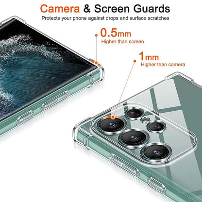 Shockproof Clear Silicone Soft Case For Samsung S25 S24 S23 S22 S21 Ultra plus note20 Galaxy S 23 22 21 FE + Phone Cases Cover