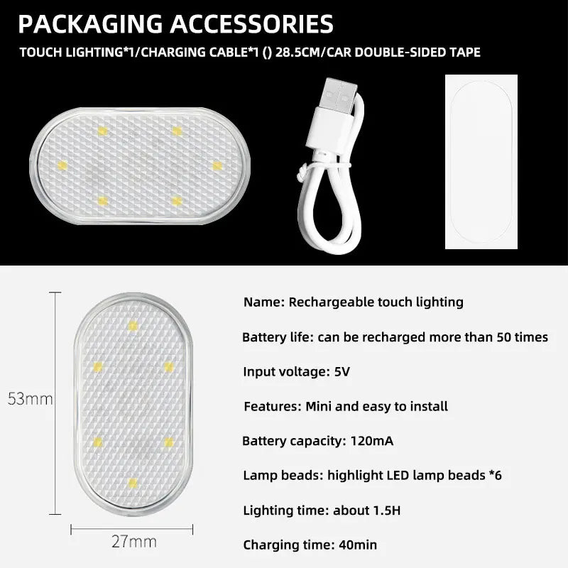 1/2/4Pcs Touch Sensor USB LED Interior light LED Lamp Car Ceiling Lamp Reading Light Car Decorations Roof Interior Lighting