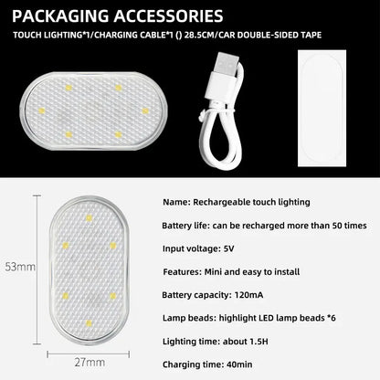 1/2/4Pcs Touch Sensor USB LED Interior light LED Lamp Car Ceiling Lamp Reading Light Car Decorations Roof Interior Lighting