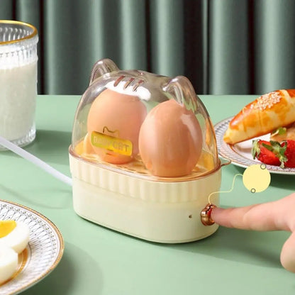 Cute Automatic Power Off Egg Boiler Machine Egg Poacher Food Steamer Egg Cooker Cat Shape Electric Boiled Egg Maker Home Kitchen