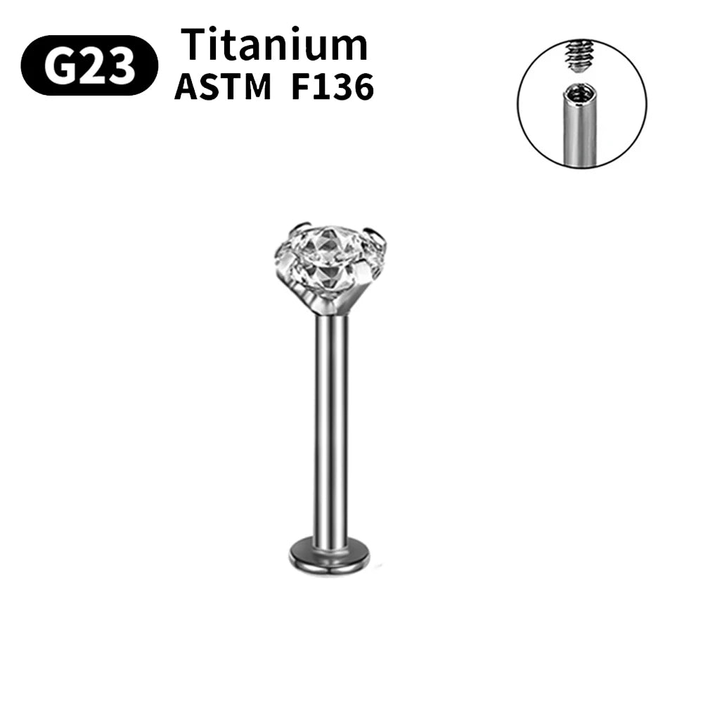 G23 Titanium Piercings Labret Stud Kit – 1/5/10pcs Lip, Nose, Eyebrow, and Cartilage Body Jewelry