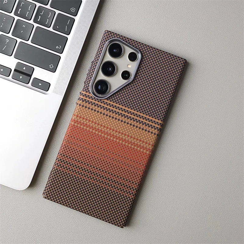 For Samsung Galaxy S26Ultra S26 S25 S24 S23 Ultra Plus Carbon Fiber Texture MagSafe Case Wireless Charging Alloy Lens Hard Cover